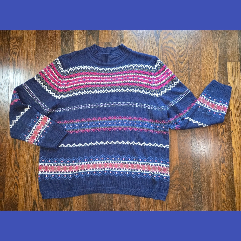 Vintage Pattern Beaded Sweater Size XL